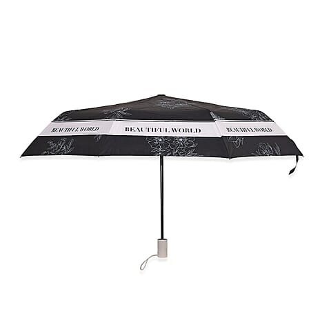 Flower Pattern Automatic Umbrella - Sun and Rain Protection - Black