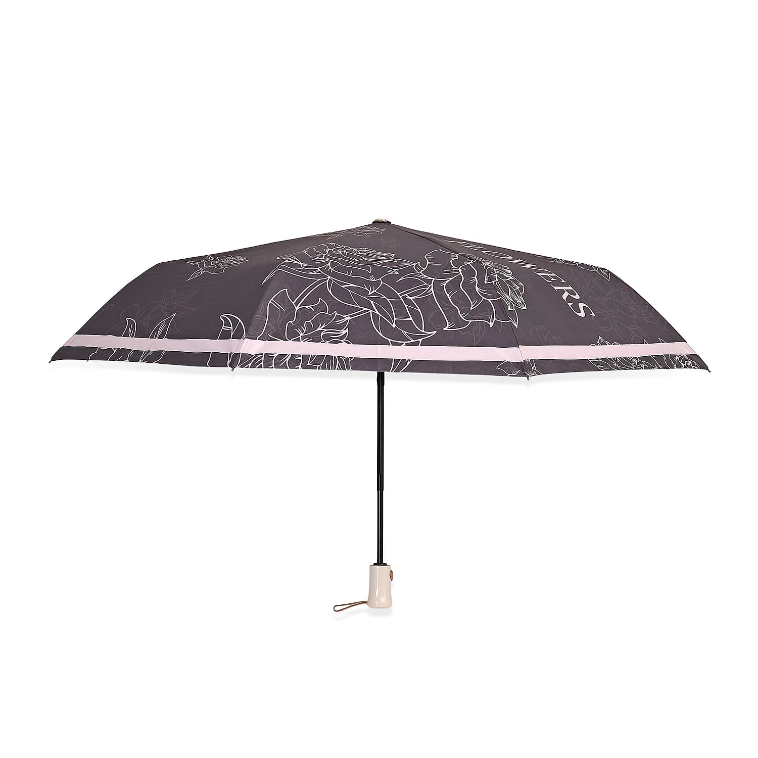 Flower Pattern Automatic Umbrella - Sun and Rain Protection - Grey