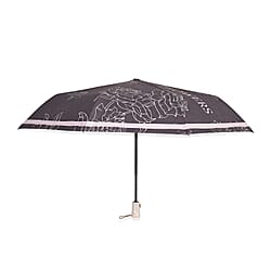 Flower Pattern Automatic Umbrella - Sun and Rain Protection - Beige - Black