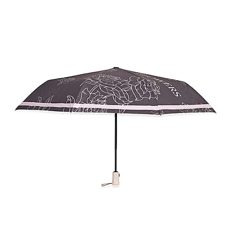 Flower Pattern Automatic Umbrella - Sun and Rain Protection - Grey
