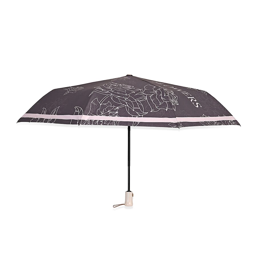 Flower Pattern Automatic Umbrella - Sun and Rain Protection - Grey
