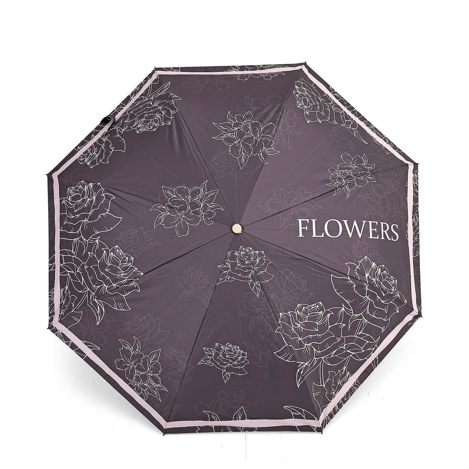 Flower Pattern Automatic Umbrella - Sun and Rain Protection - Grey