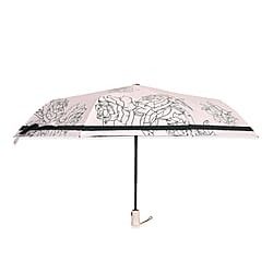Flower Pattern Automatic Umbrella - Sun and Rain Protection - Brown - Beige