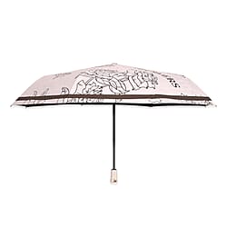 Flower Pattern Automatic Umbrella - Sun and Rain Protection - Brown - Beige