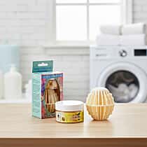 NEW Freesia Scented White Dryer Balls with Beige Beads | Reusable Fragrance Laundry System for 30 Uses