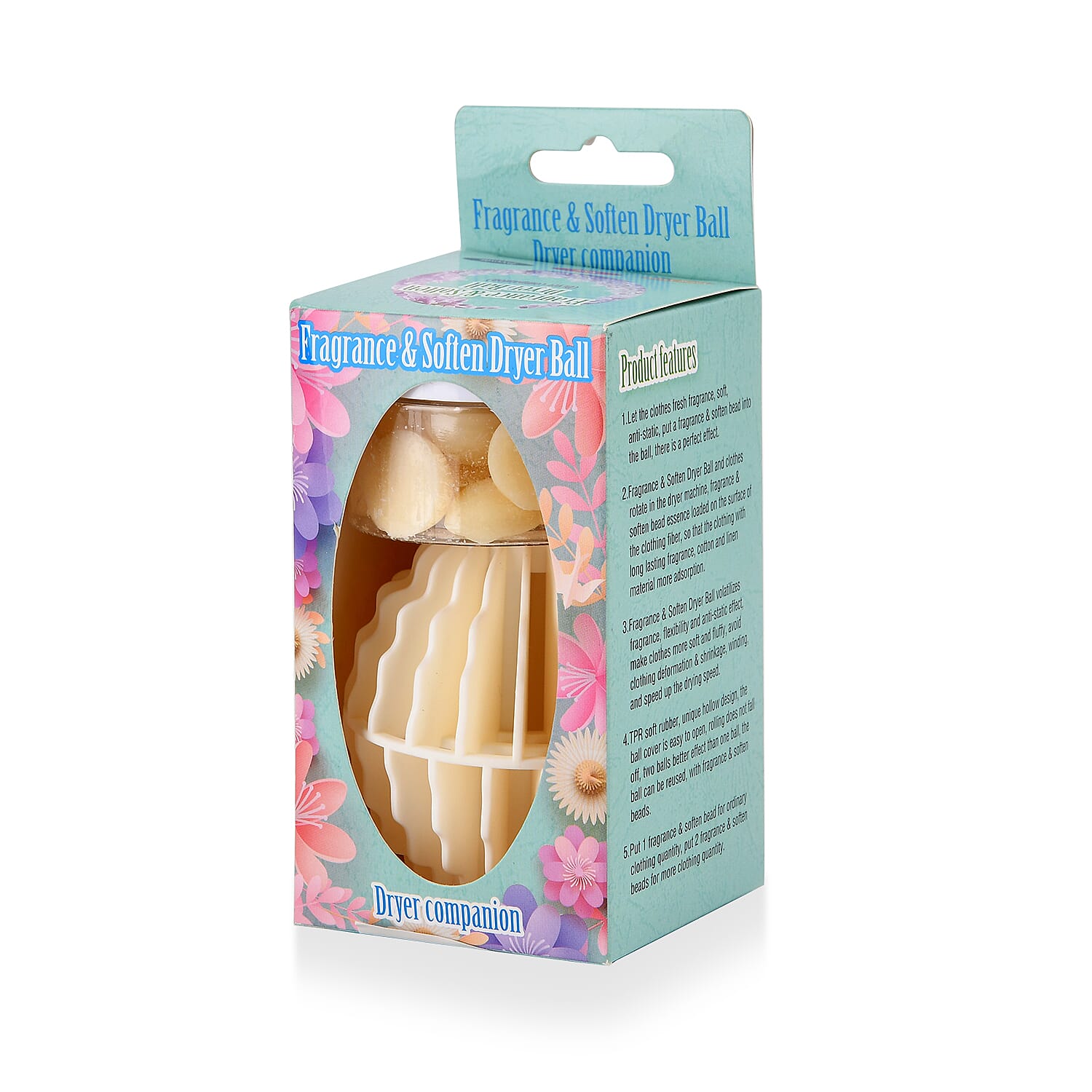 NEW Freesia Scented White Dryer Balls with Beige Beads | Reusable Fragrance Laundry System for 30 Uses