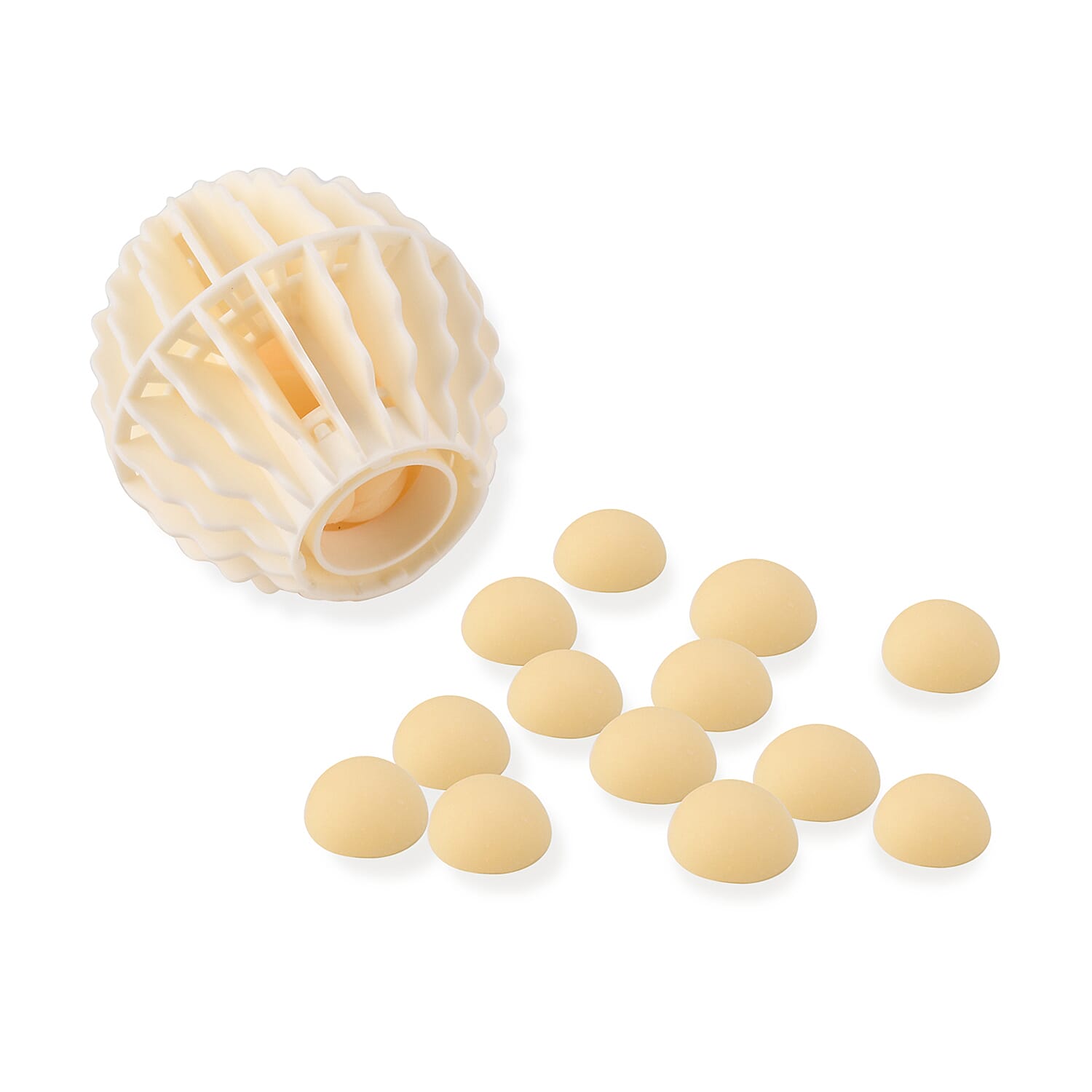 NEW Freesia Scented White Dryer Balls with Beige Beads | Reusable Fragrance Laundry System for 30 Uses
