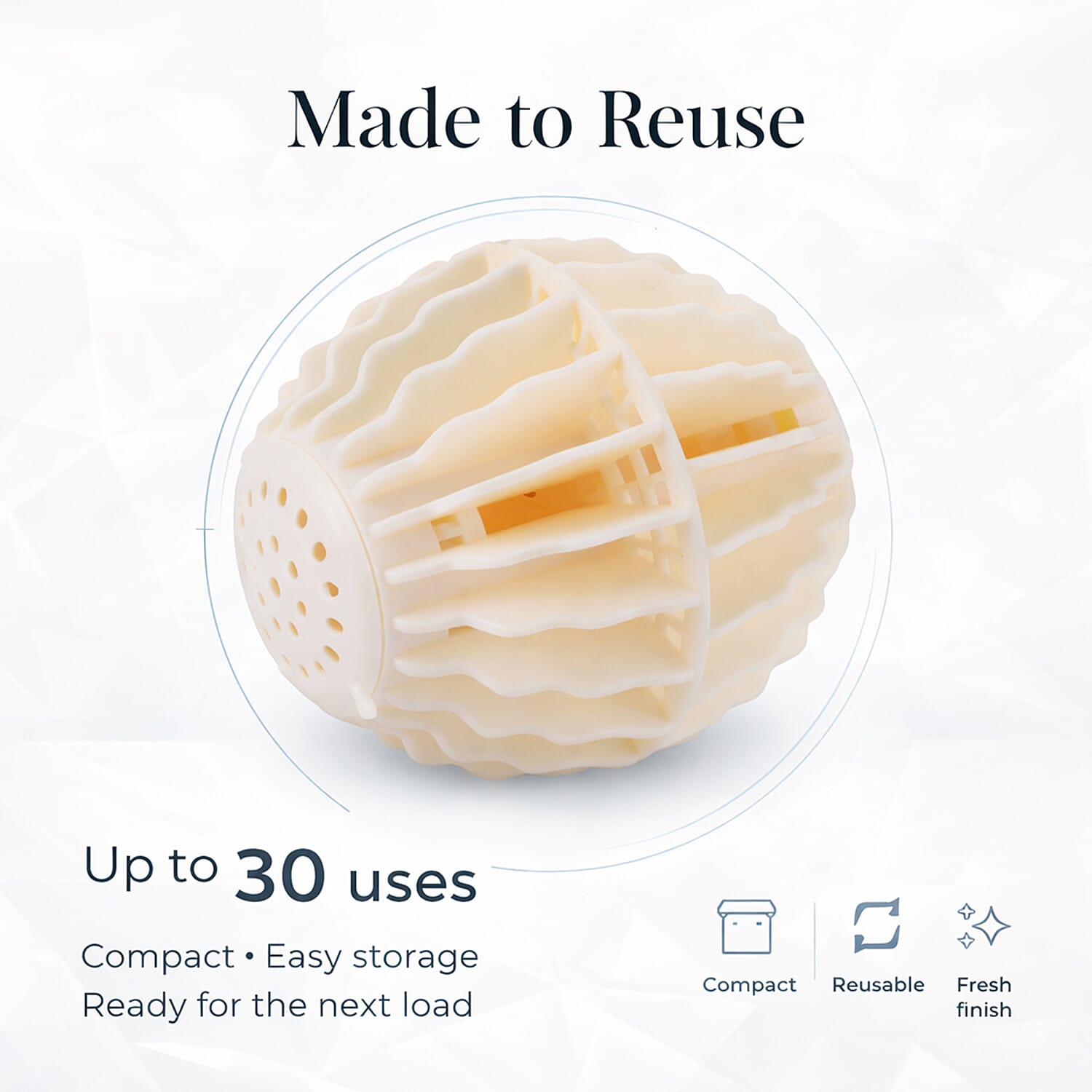 NEW Freesia Scented White Dryer Balls with Beige Beads | Reusable Fragrance Laundry System for 30 Uses