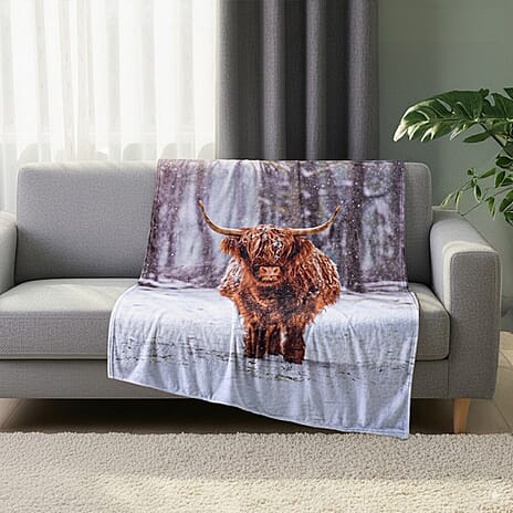NEW Digital Printed Highland Cow Blanket (Size 200x150 cm)