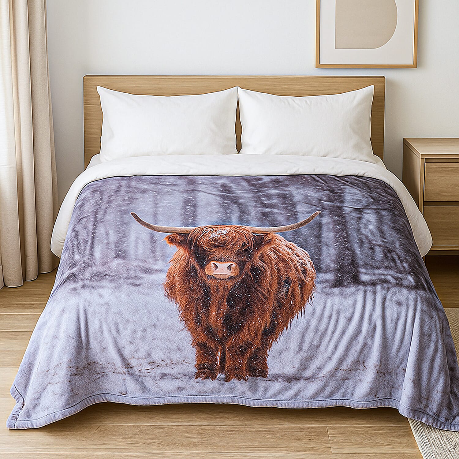 NEW Digital Printed Highland Cow Blanket (Size 200x150 cm)