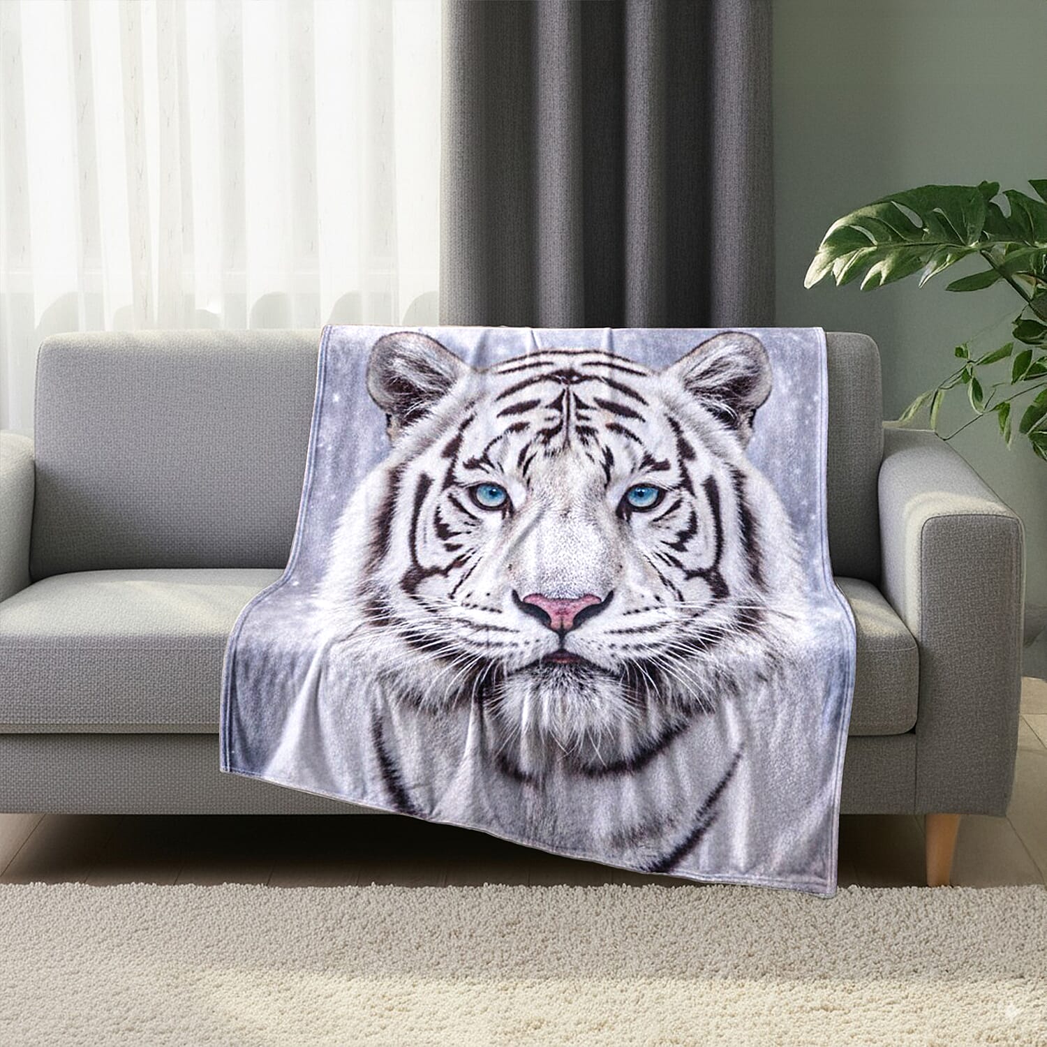 NEW Tiger Blanket (Size 200x150cm) - Black White & White