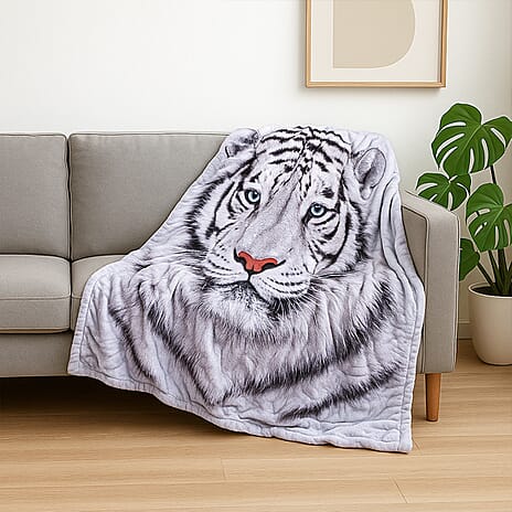 NEW Tiger Blanket (Size 200x150cm) - Black White & White