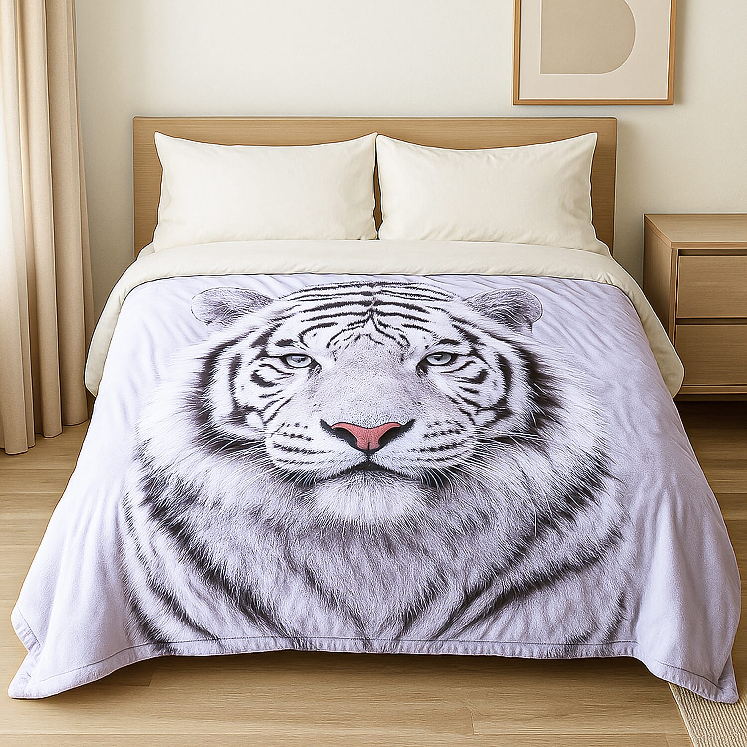 NEW Tiger Blanket (Size 200x150cm) - Black White & White