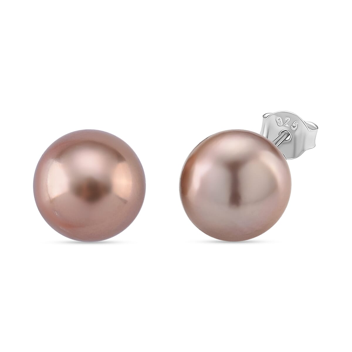 AAA Multi Color Edison Pearl (10-11MM) Earring with Push Back in Rhodium Overlay Sterling Silver 14.20 Ct.