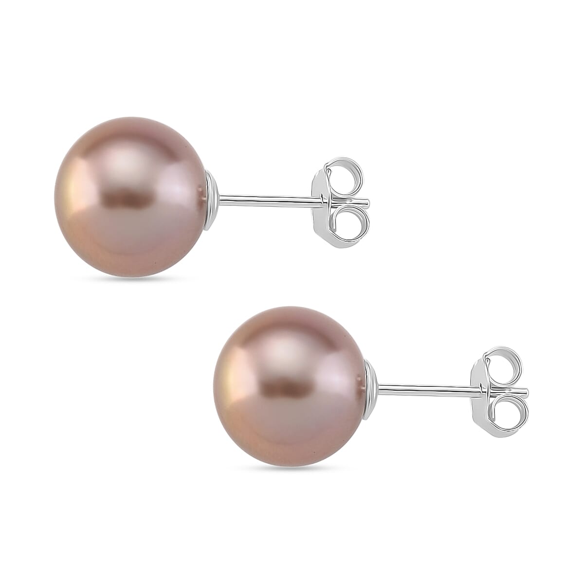 AAA Multi Color Edison Pearl (10-11MM) Earring with Push Back in Rhodium Overlay Sterling Silver 14.20 Ct.