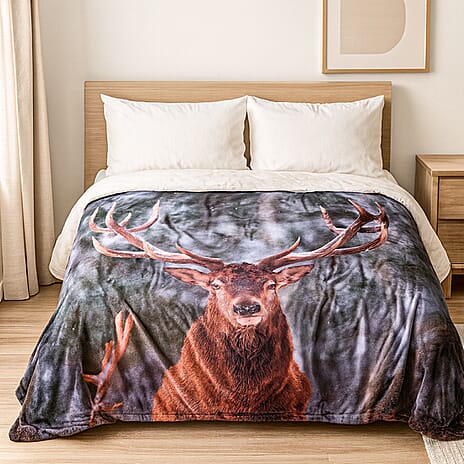 Digital Printed Stag Blanket - 240gsm (Size 200x150 cm)