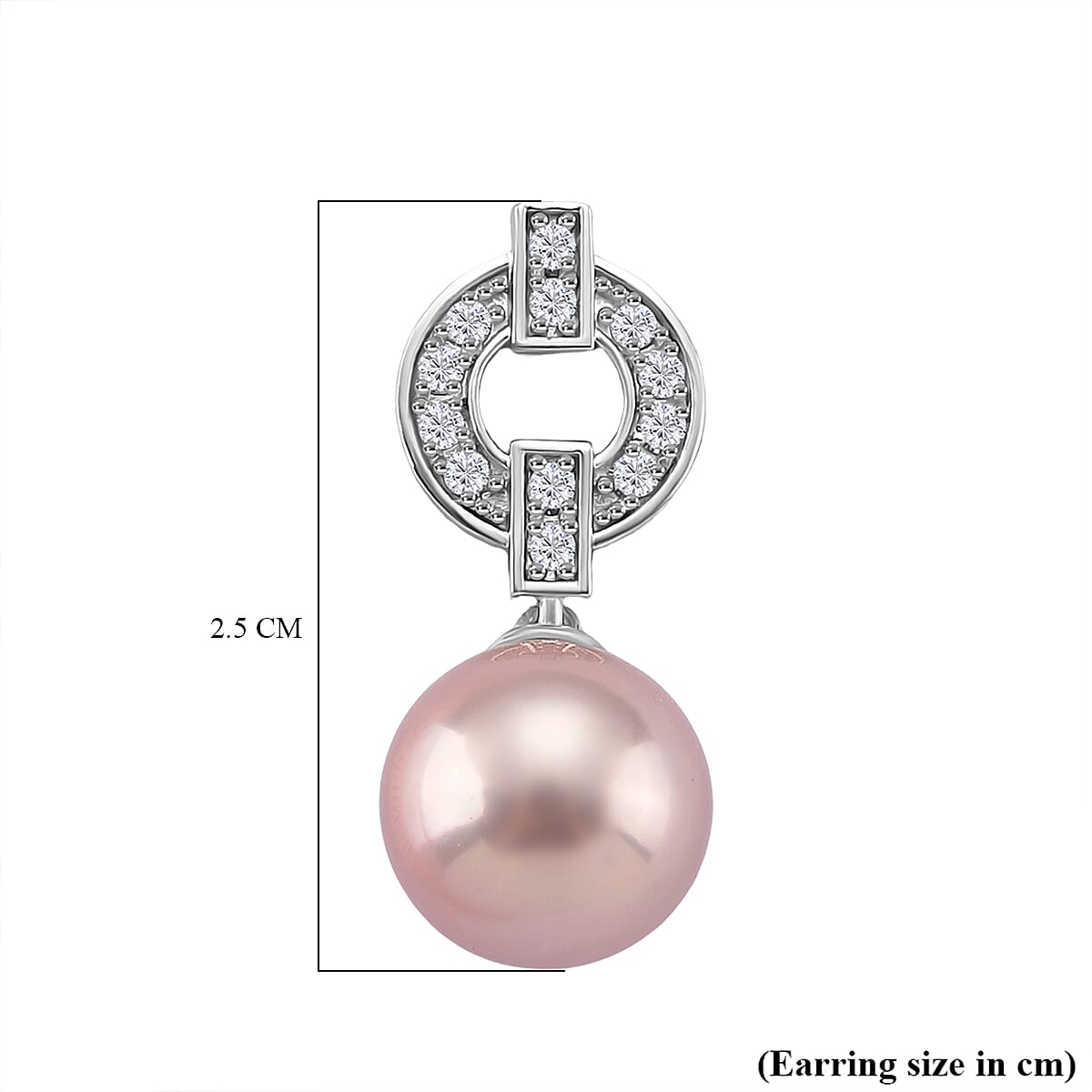 AAA Multi Color Edison Pearl (10-11MM) & White Zircon Earring with Push Back in Rhodium Overlay Sterling Silver 16.56 Ct. AAA Multi Color Edison Pearl (10-11MM) & White Zircon Earring with Push Back in Rhodium Overlay Sterling Silver 16.56 Ct.