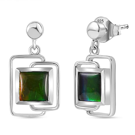 D’joy Ammolite Dangling Earring in Rhodium OverlaySterling Silver  2.120  Ct.