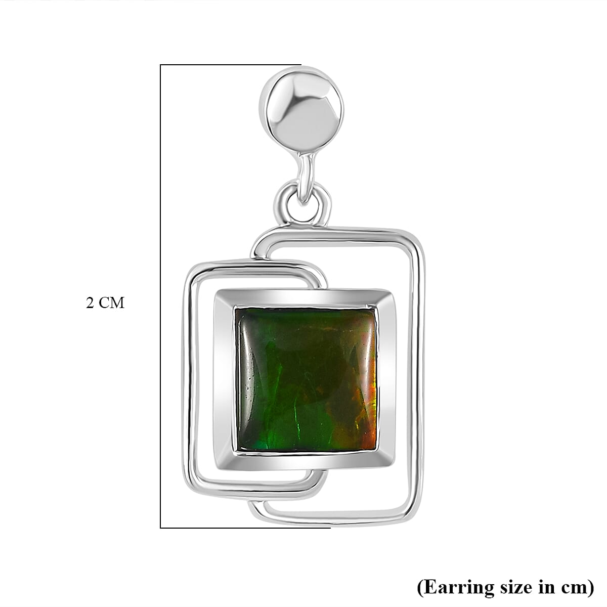 D'joy Ammolite Dangling Earring in Rhodium Overlay Sterling Silver 2.12 Ct. D'joy Ammolite Dangling Earring in Rhodium Overlay Sterling Silver 2.12 Ct.