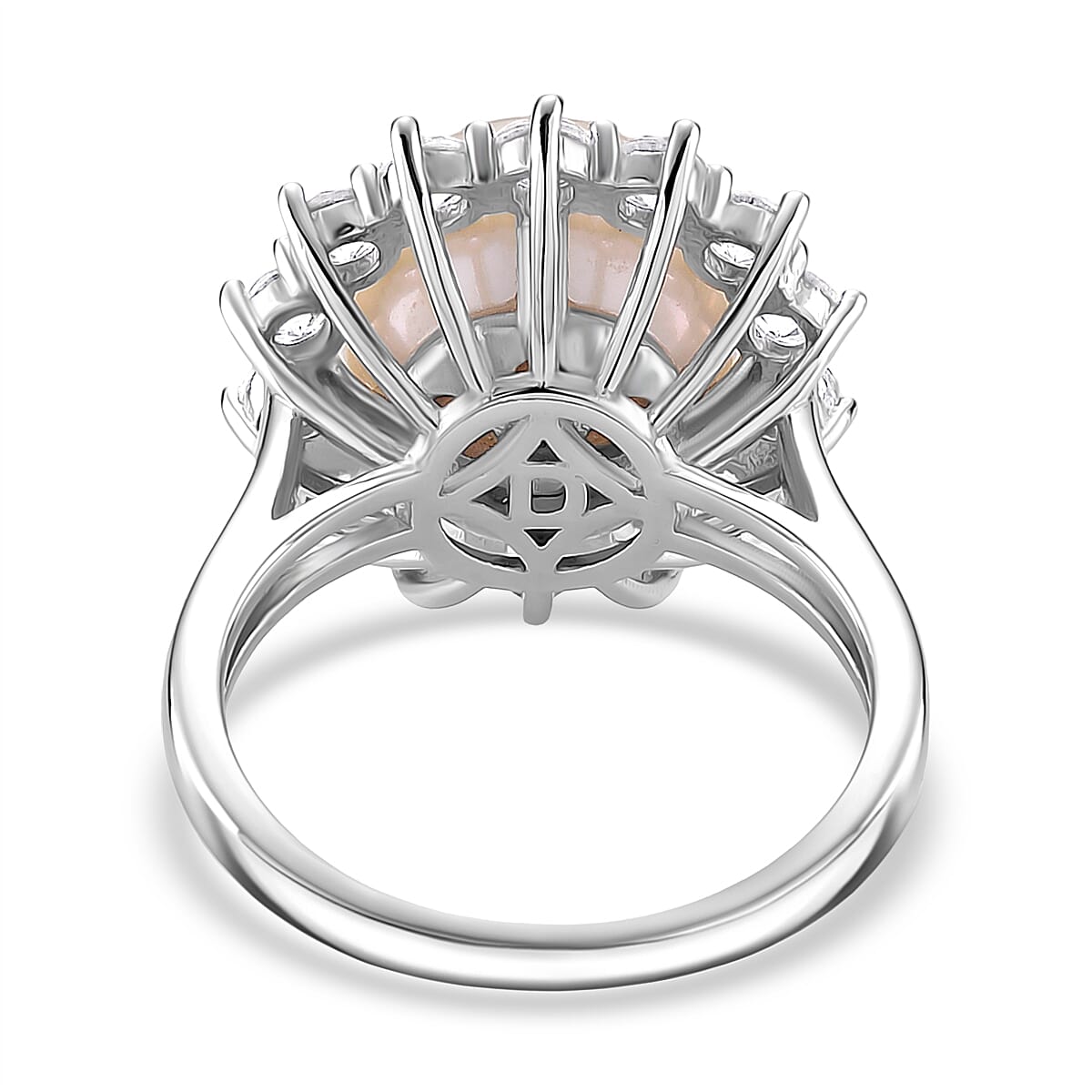 AAA White Edison Pearl (11-12 MM) & Natural Zircon Solitaire Ring in Rhodium Overlay Sterling Silver 11.83 Ct.