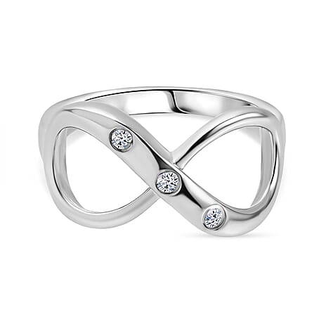 Luxuriant Diamond Lab Grown Diamond Infinity Ring in Rhodium Overlay Sterling Silver
