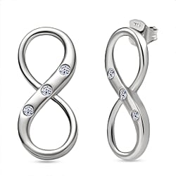 LUXURIANT Lab Grown Diamond Infinity Earring with Push Back in Rhodium Overlay Sterling Silver 0.20 Ct.