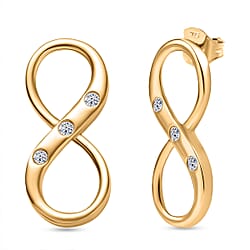 LUXURIANT Lab Grown Diamond Infinity Earring with Push Back in Rhodium Overlay Sterling Silver 0.20 Ct.