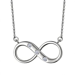 LUXURIANT Lab Grown Diamond Infinity Necklace (Size - 20) in Rhodium Overlay Sterling Silver