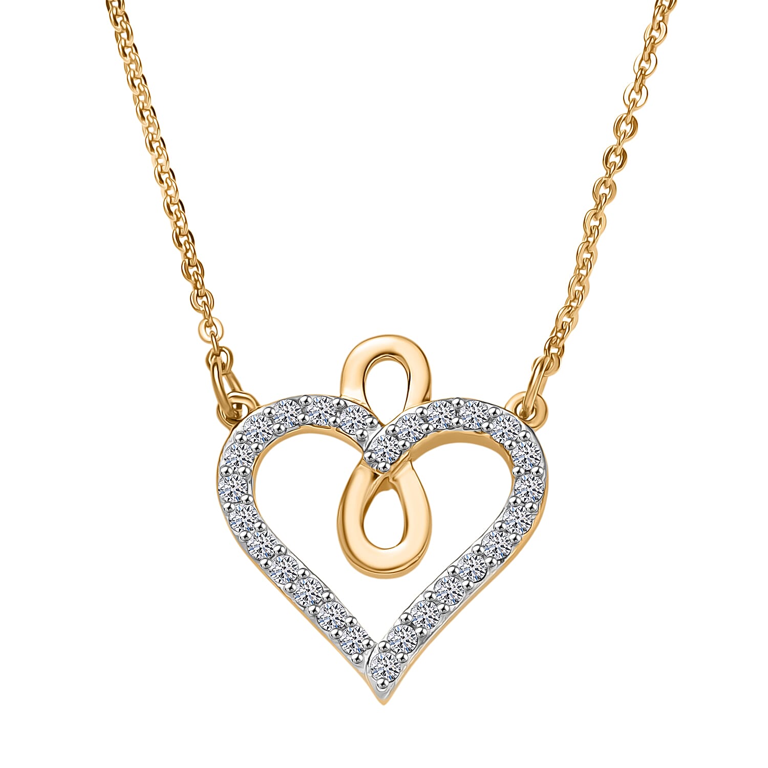 Luxuriant Diamond Lab Grown Diamond Heart Necklace (Size - 20) in 18K Vermeil Yellow Gold Sterling Silver 0.25 Ct.