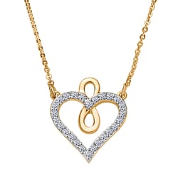 LUXURIANT Lab Grown Diamond Heart Necklace (Size - 20) in Rhodium Overlay Sterling Silver 0.25 Ct.
