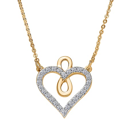LUXURIANT Lab Grown Diamond Heart Necklace (Size - 20) in 18K Yellow Gold Vermeil Over Sterling Silver 0.25 Ct.