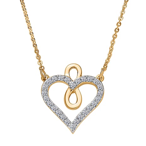 Luxuriant Diamond Lab Grown Diamond Heart Necklace (Size - 20) in 18K Vermeil Yellow Gold Sterling Silver 0.25 Ct.