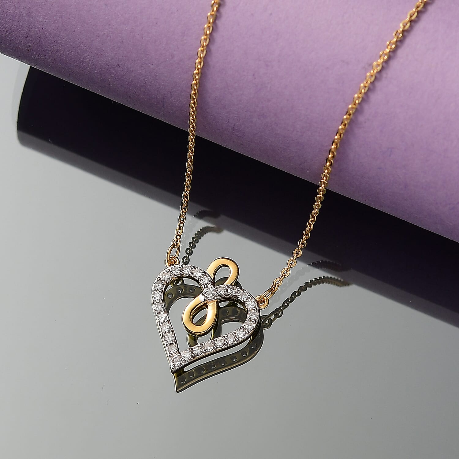 Luxuriant Diamond Lab Grown Diamond Heart Necklace (Size - 20) in 18K Vermeil Yellow Gold Sterling Silver 0.25 Ct.