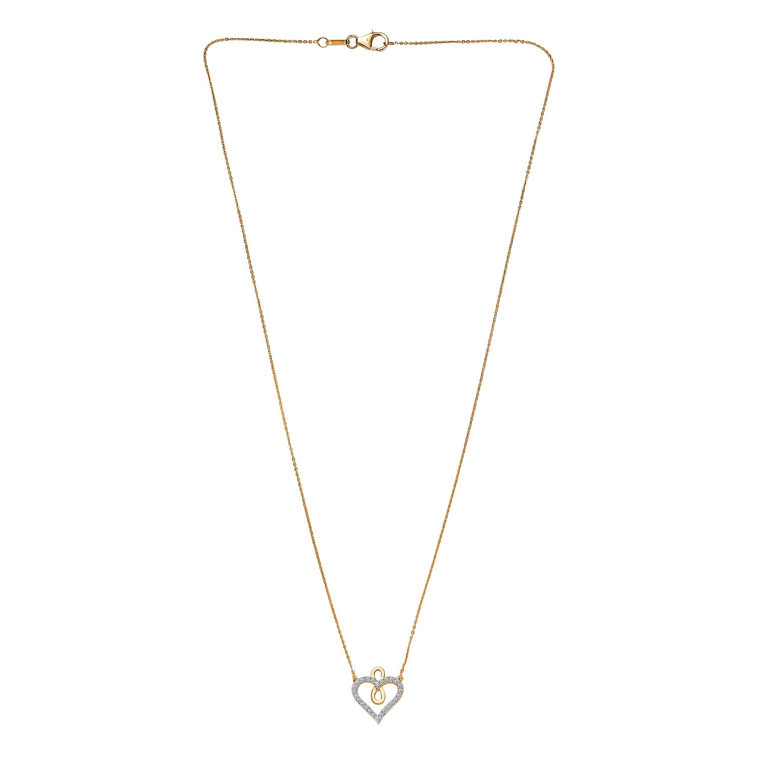 Luxuriant Diamond Lab Grown Diamond Heart Necklace (Size - 20) in 18K Vermeil Yellow Gold Sterling Silver 0.25 Ct.