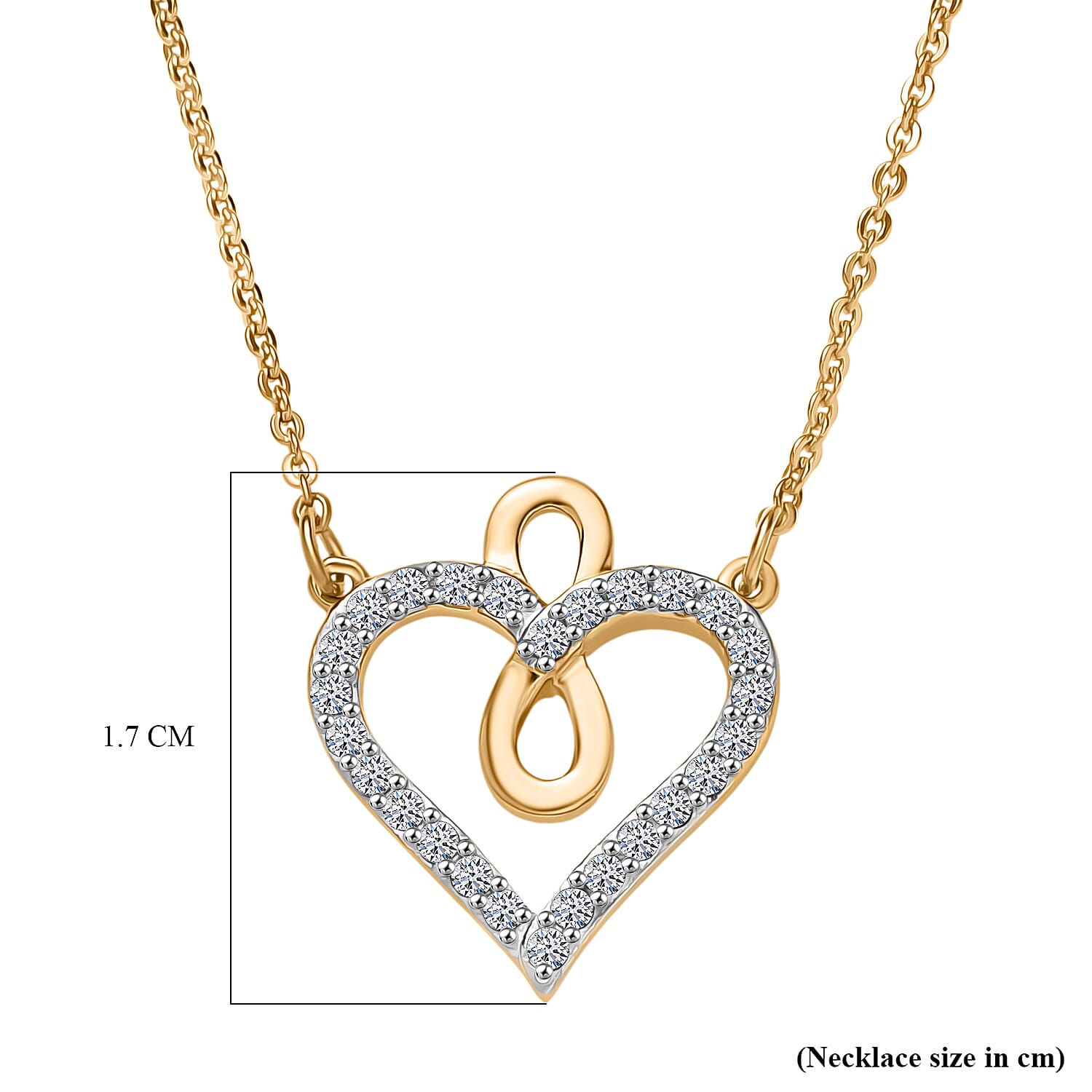 Luxuriant Diamond Lab Grown Diamond Heart Necklace (Size - 20) in 18K Vermeil Yellow Gold Sterling Silver 0.25 Ct.