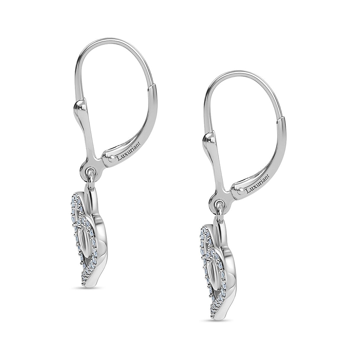 Luxuriant Lab Grown Diamond Heart Earring with Lever Back in Rhodium Overlay Sterling Silver 0.25 Ct.