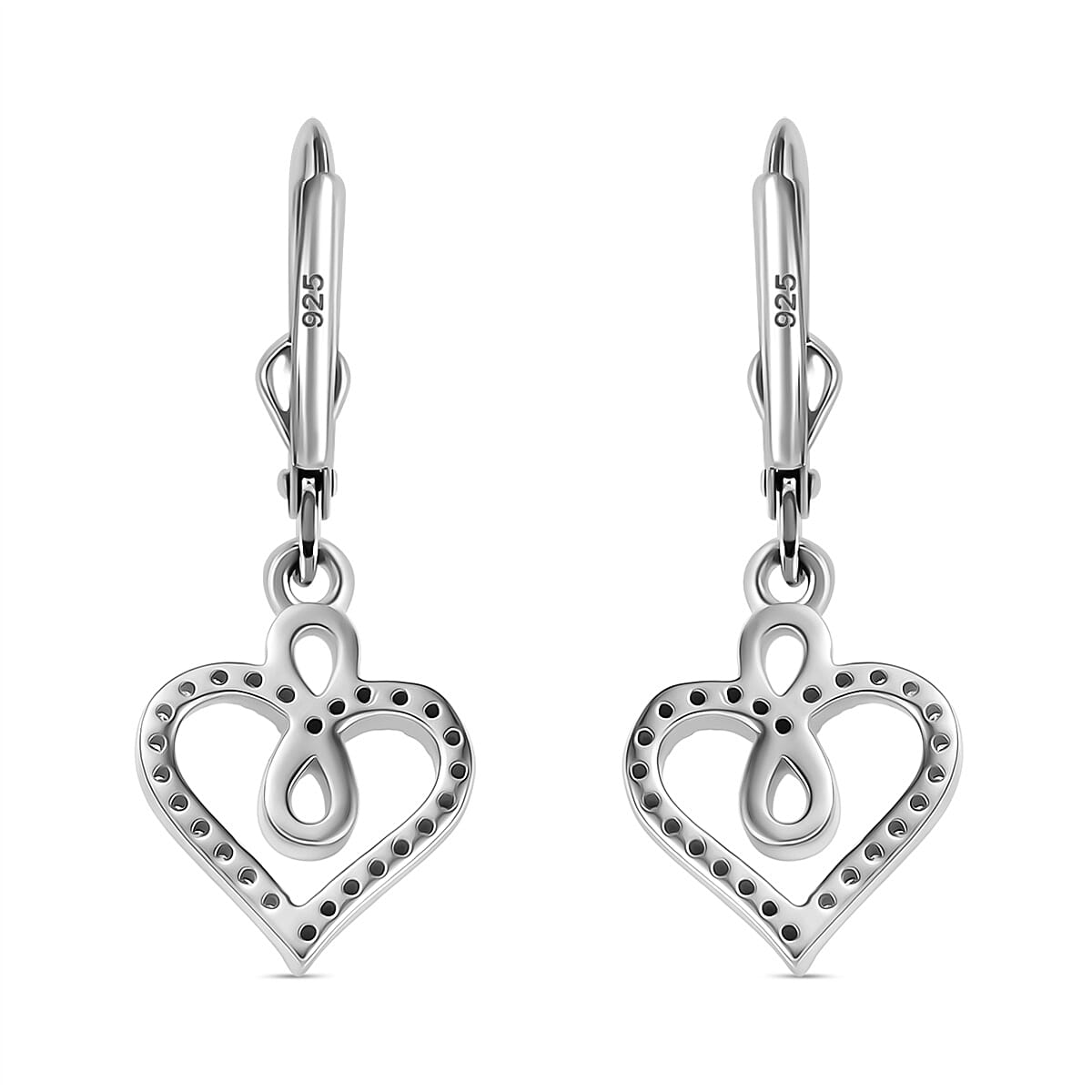 Luxuriant Lab Grown Diamond Heart Earring with Lever Back in Rhodium Overlay Sterling Silver 0.25 Ct.