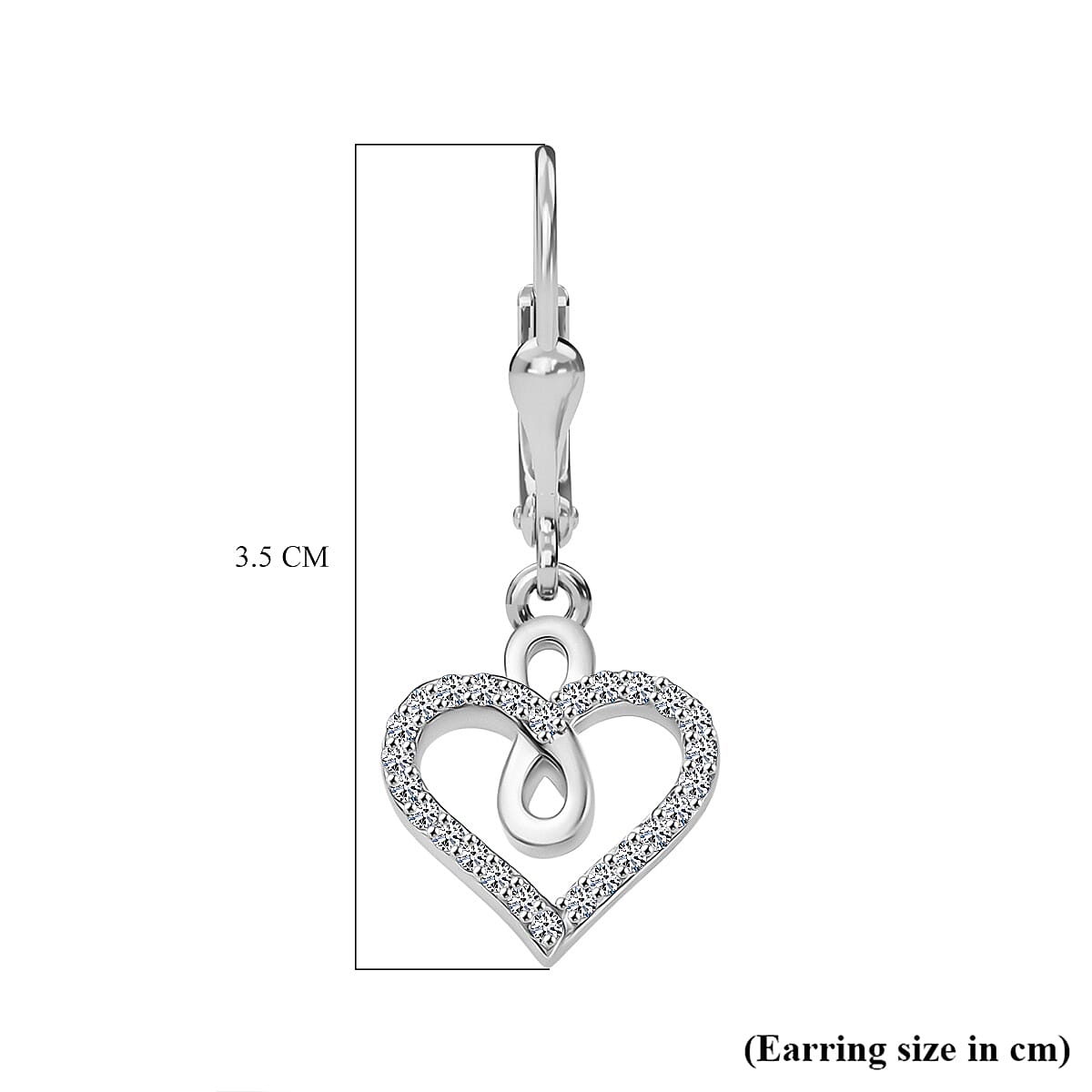 Luxuriant Lab Grown Diamond Heart Earring with Lever Back in Rhodium Overlay Sterling Silver 0.25 Ct.