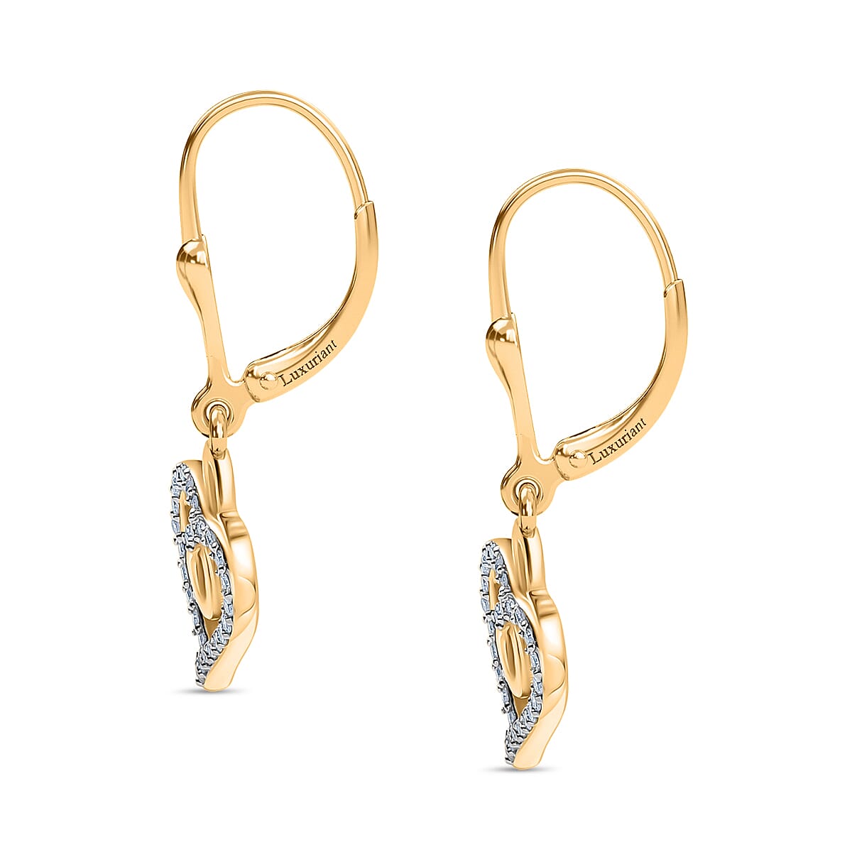 Luxuriant Lab Grown Diamond Heart Earring with Lever Back in 18K Yellow Gold Vermeil Sterling Silver 0.25 Ct.