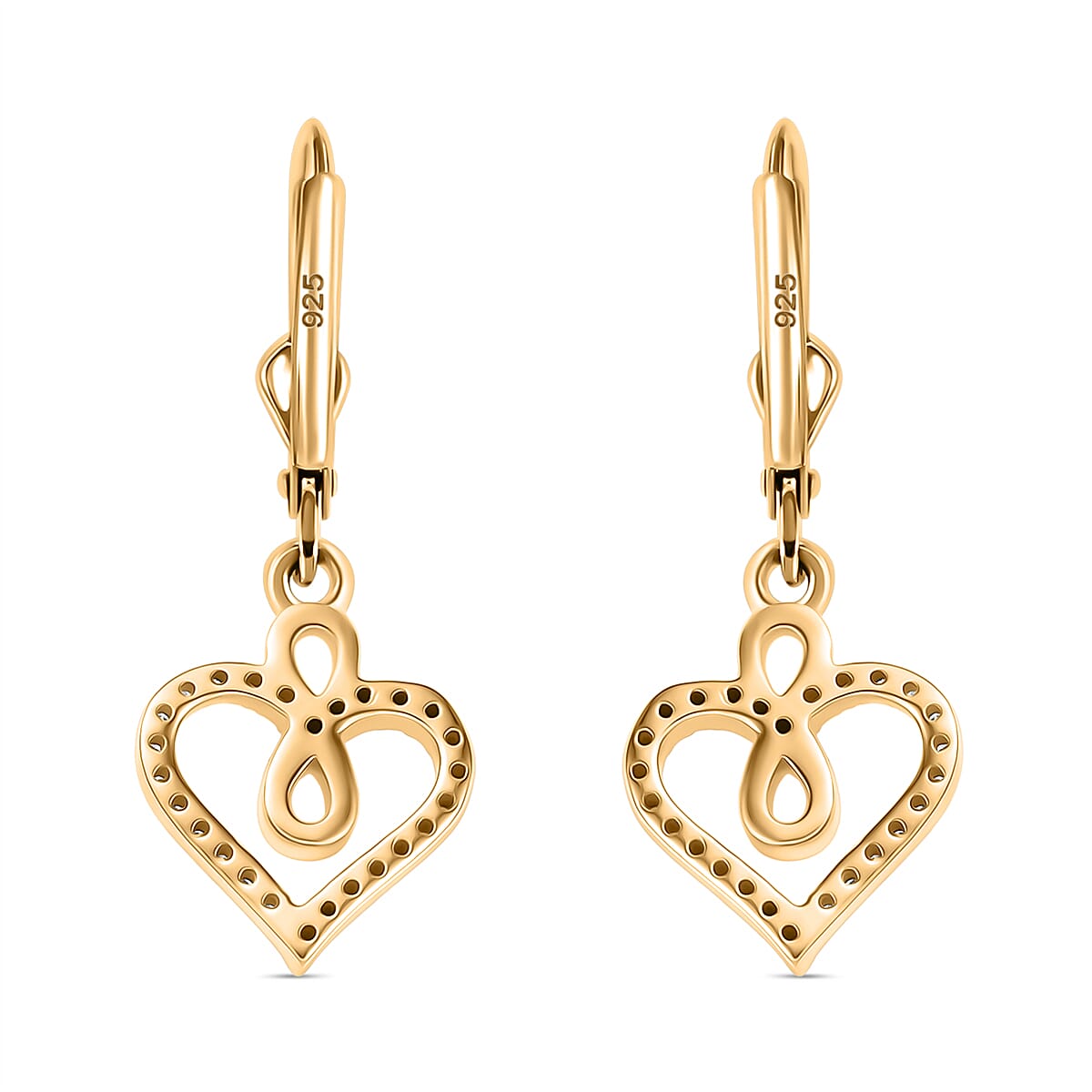 Luxuriant Lab Grown Diamond Heart Earring with Lever Back in 18K Yellow Gold Vermeil Sterling Silver 0.25 Ct.