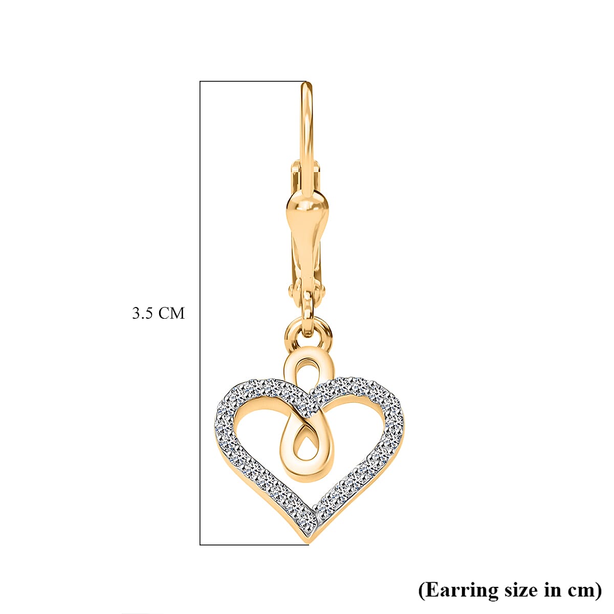 Luxuriant Lab Grown Diamond Heart Earring with Lever Back in 18K Yellow Gold Vermeil Sterling Silver 0.25 Ct.