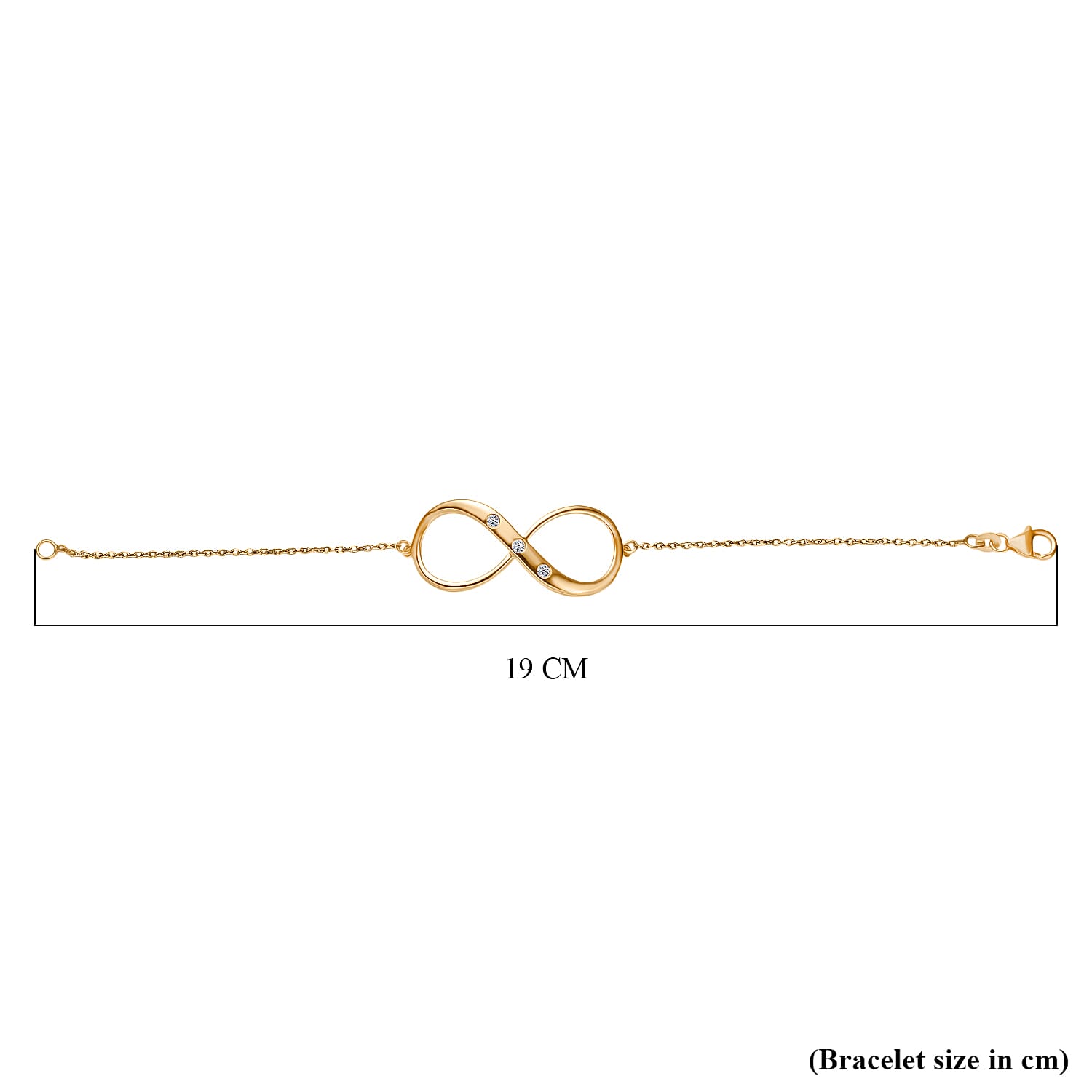 Luxuriant Lab Grown Diamond (SI-G-H) Infinity Bracelet (Size - 7.5) with Lobster Clasp in 18K Vermeil Yellow Gold Plated Sterling Silver
