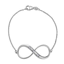 LUXURIANT Lab Grown Diamond Infinity Bracelet (Size - 7.5) with Lobster Clasp in Rhodium Overlay Sterling Silver (SI-G-H)