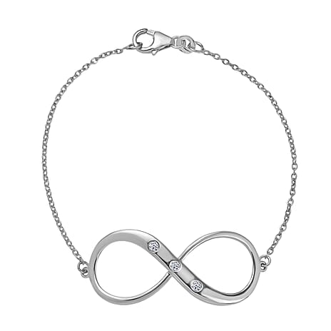 Luxuriant Lab Grown Diamond (SI-G-H) Infinity Bracelet (Size - 7.5) with Lobster Clasp in Rhodium Overlay Sterling Silver