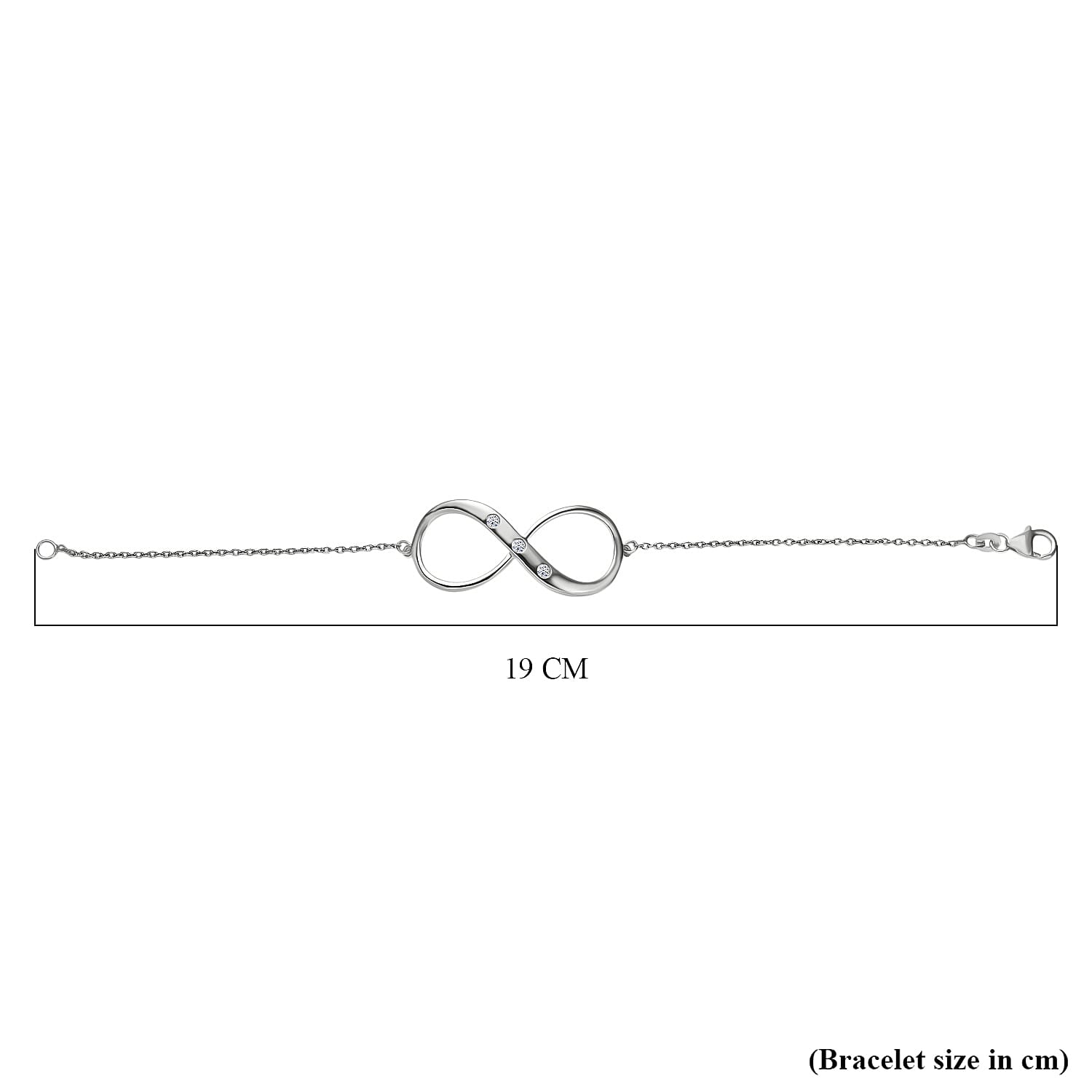 Luxuriant Lab Grown Diamond (SI-G-H) Infinity Bracelet (Size - 7.5) with Lobster Clasp in Rhodium Overlay Sterling Silver