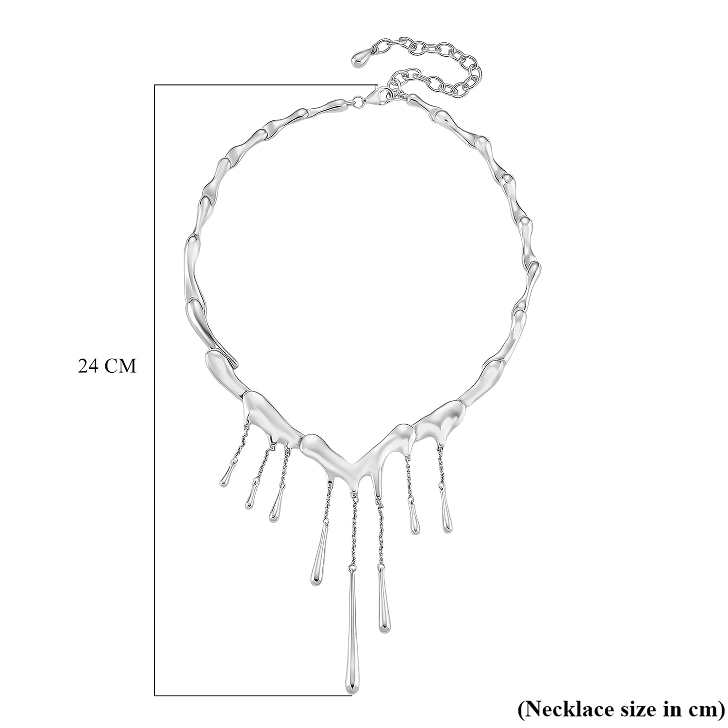 Lucy Q Iconic Catwalk Collection - Drip Necklace (Size 16-4 EXT) with Lobster Clasp in Rhodium Overlay Sterling Silver Silver Wt. 50.00 Gms.