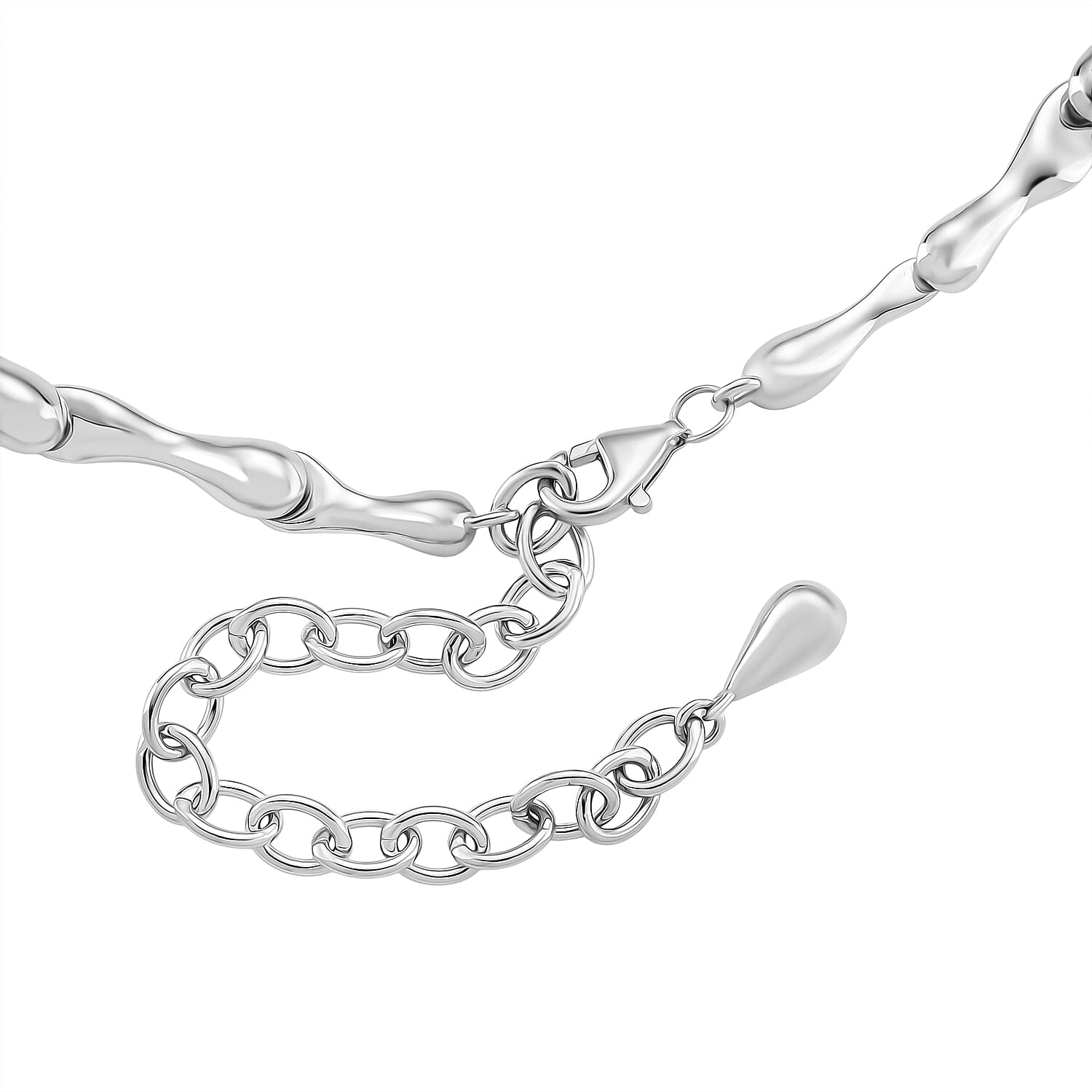 Lucy Q Iconic Catwalk Collection - Drip Necklace (Size 16-4 EXT) in Rhodium Overlay Sterling Silver with Lobster Clasp, Silver Wt. 50.00 Gms.