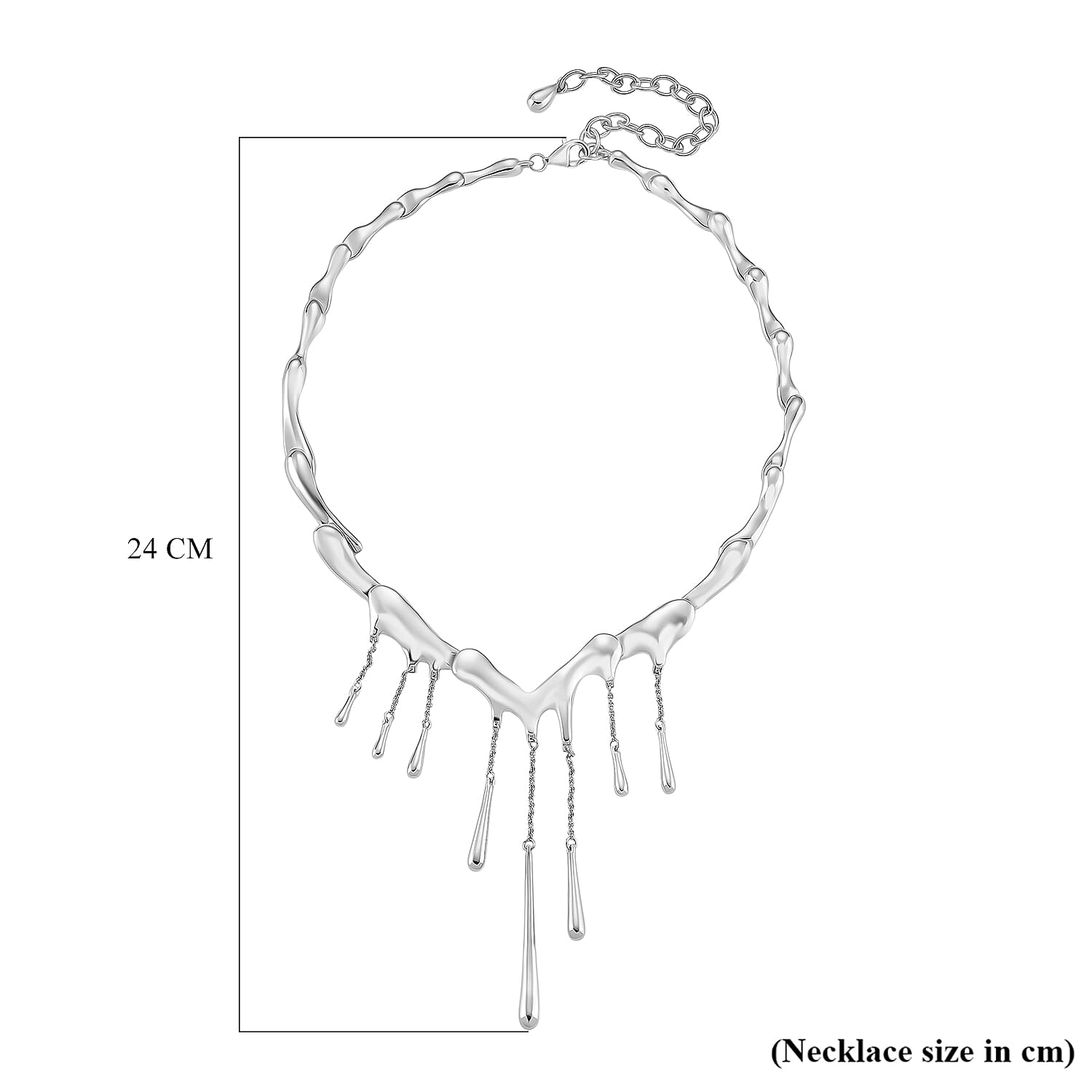 Lucy Q Iconic Catwalk Collection - Drip Necklace (Size 16-4 EXT) in Rhodium Overlay Sterling Silver with Lobster Clasp, Silver Wt. 50.00 Gms.
