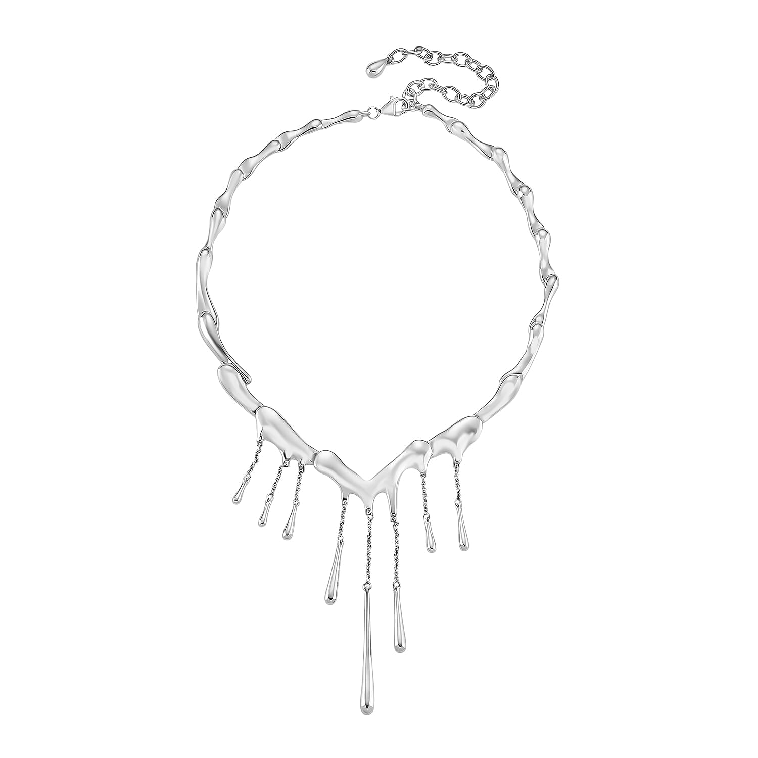 Lucy Q Iconic Catwalk Collection - Drip Necklace in Rhodium Overlay Sterling Silver (Size 16-20) with Lobster Clasp, Silver Wt. 56.80 Gms.