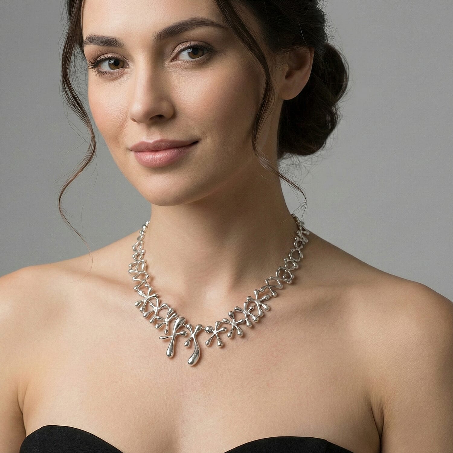 Lucy Q Necklace (Size 16-4 EXT) in Rhodium Overlay Sterling Silver, Silver Wt. 50.00 Gms